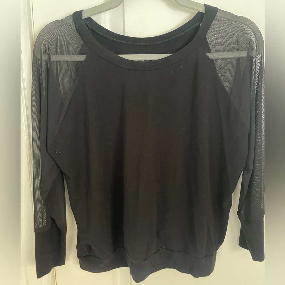 Local designer long sleeve tee • Black with mesh sleeves